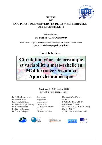 Circulation générale océanique et variabilité à méso-échelle ... - Tel