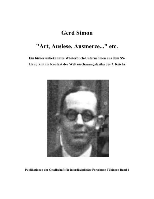 Gerd Simon Art Auslese Ausmerze Etc Tobias Lib - 
