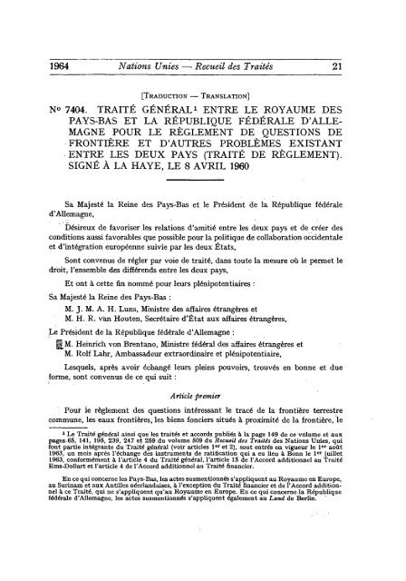 Treaty Series Recueil des Traites - United Nations Treaty Collection