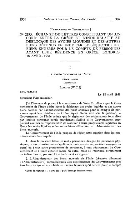 Treaty Series Recueil des Traites - United Nations Treaty Collection