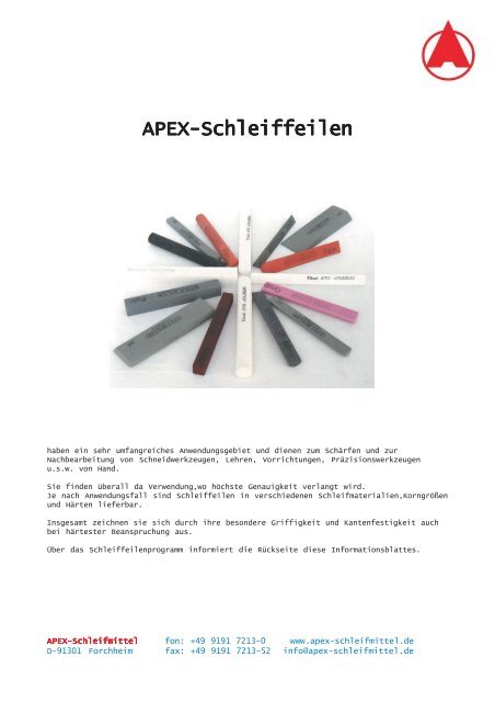 Apex-Schleiffeilen - APEX - Schleifmittel