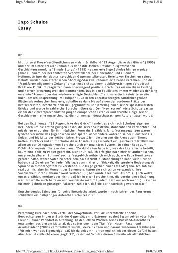 Ingo Schulze Essay