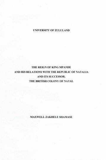 Mpande's - University of Zululand Institutional Repository