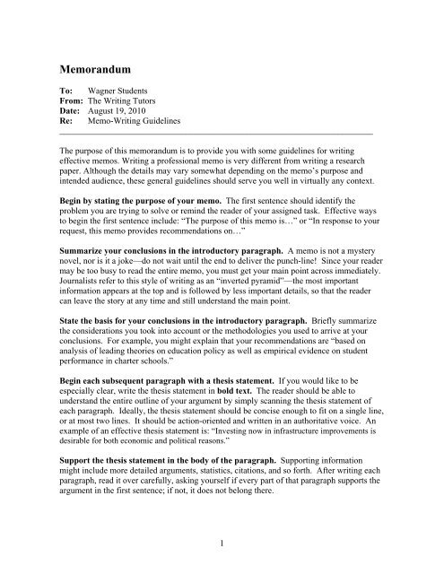 Memorandum Nyu Wagner Memorandum Nyu Wagner