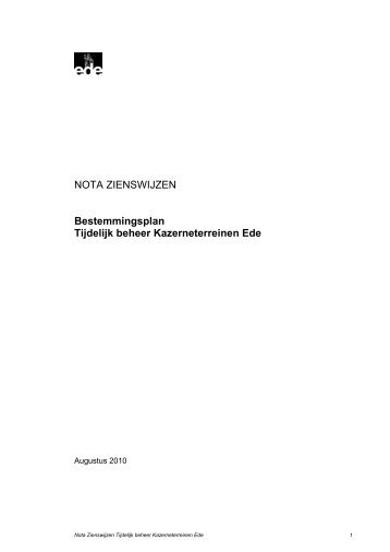 NOTA ZIENSWIJZEN Bestemmingsplan Tijdelijk ... - Gemeente Ede