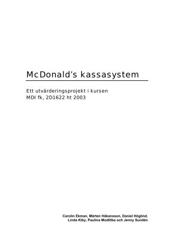 Bilaga 1 - Studiebesöket på McDonald's Sverige AB - MIT Media Lab