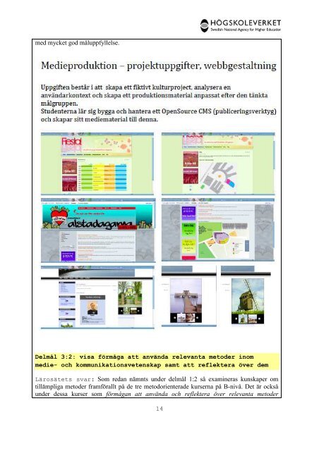 Högskoleverkets kvalitetsutvärderingar 2011 – 2014 - Södertörns ...
