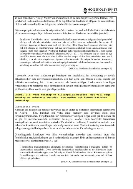 Högskoleverkets kvalitetsutvärderingar 2011 – 2014 - Södertörns ...