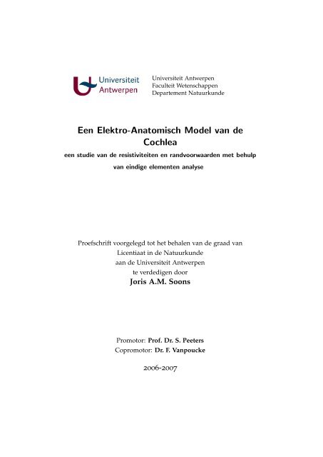 Een Elektro-Anatomisch Model van de Cochlea - Universiteit ...