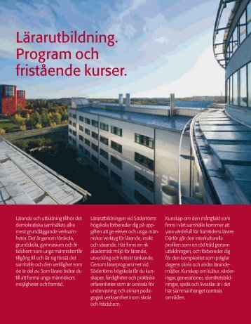 Lärarutbildning. Program och fristående kurser. - Södertörns högskola