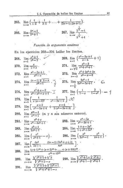 Limites y Continuidad. Problemas - Web del Profesor