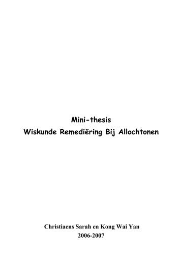 Mini-thesis Wiskunde Remediëring Bij Allochtonen