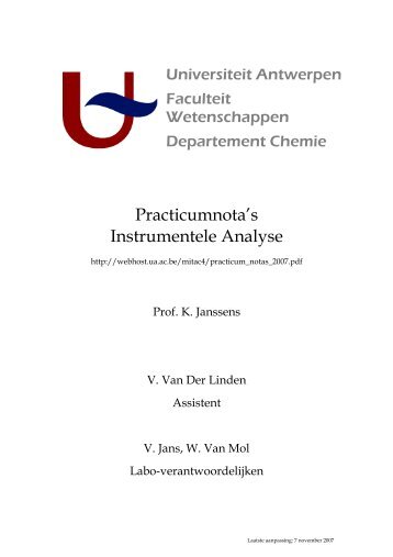 Practicumnota's Instrumentele Analyse - Universiteit Antwerpen