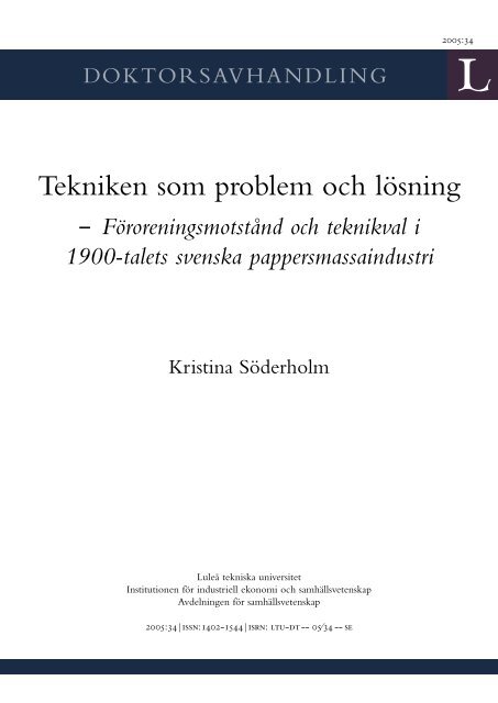 Tekniken som problem och lösning - Publikationer - LTU - Luleå 