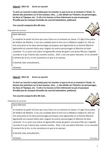Objectif : DELF A2 Ecrire un courriel Tu écris un courriel ... - www-user