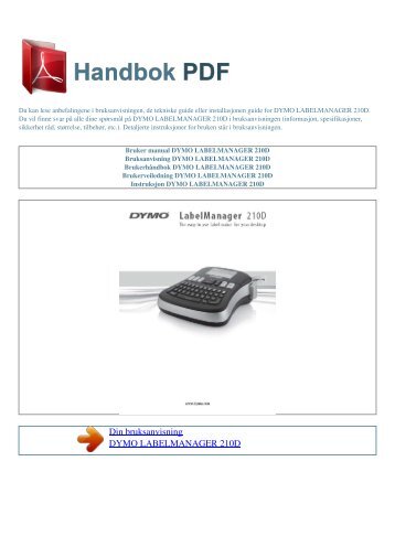 Bruker manual DYMO LABELMANAGER 210D - HANDBOK PDF