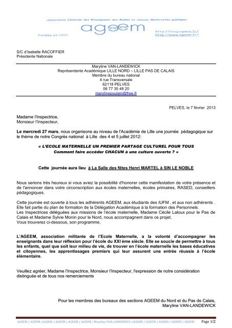 Madame L Inspectrice Monsieur L Inspecteur Le Academie De Lille
