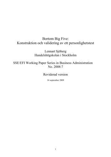 Big Five Plus - S-WoBA - Handelshögskolan i Stockholm