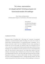 Tid, minne, representation - Södertörns högskola