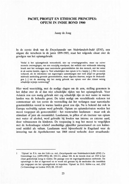 pacht, profijt en ethische principes: opium in indie rond 1900 - Groniek