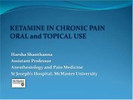 Ketamine in Chronic Pain - McMaster University