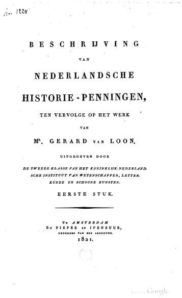 Beschrijving van Nederlandsche historie-penningen. I