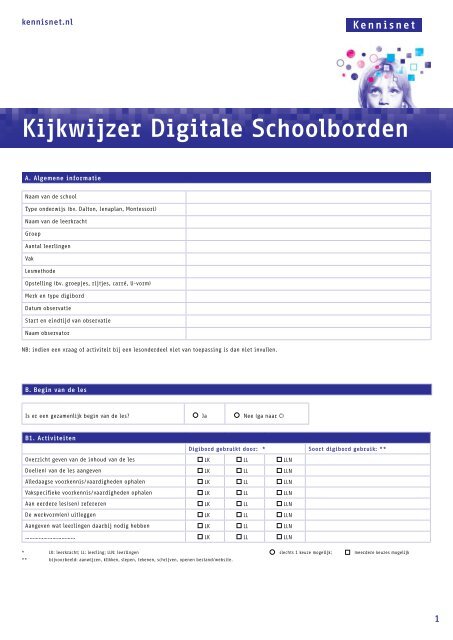 Kijkwijzer digiborden - Kennisnet