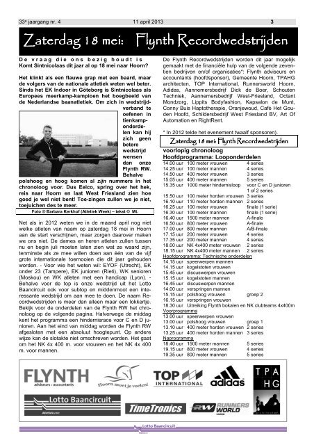 Clubblad April 2013 - Atletiekvereniging Hollandia