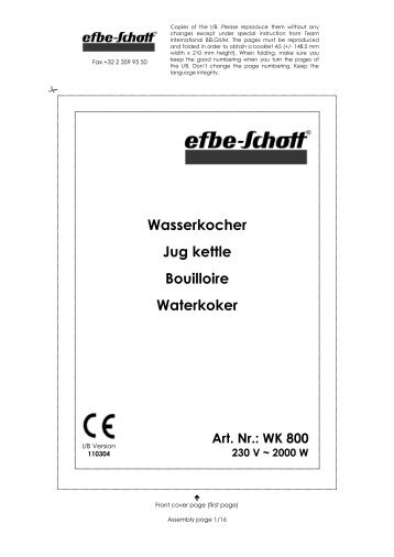 Wasserkocher Jug kettle Bouilloire Waterkoker - Schwab