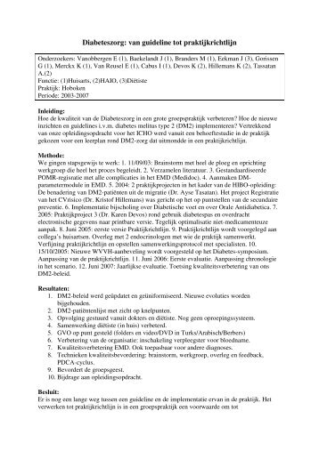 Diabeteszorg: van guideline tot praktijkrichtlijn