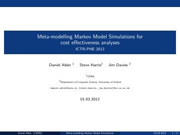 Meta-modelling Markov Model Simulations for cost ... - CERN