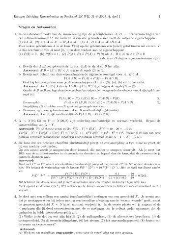 Examen Inleiding Kansrekening en Statistiek 2K WE, 31–8–2004, A ...