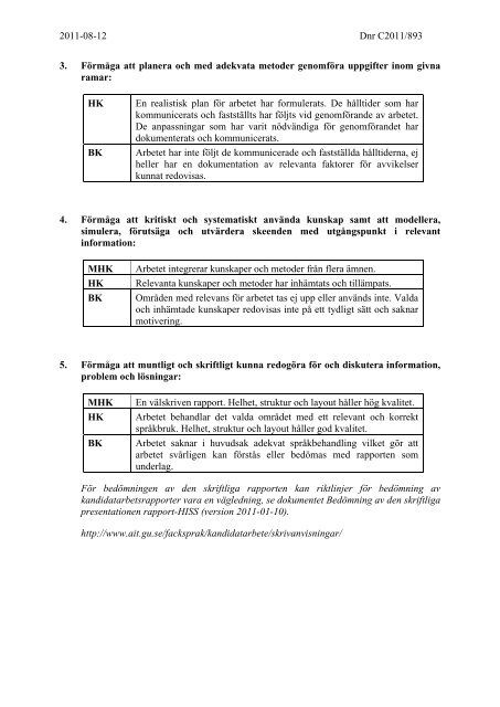 Riktlinjer för bedömning av kvalitet på examensarbete vid Chalmers ...