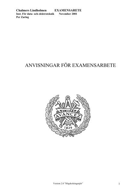 ANVISNINGAR FÖR EXAMENSARBETE