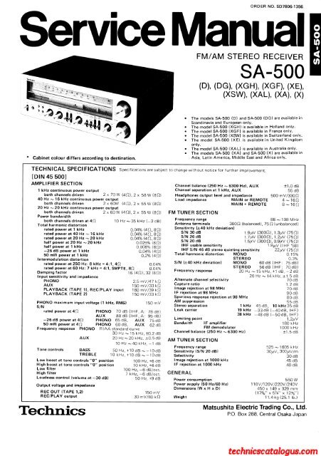 Service Manual - Technics Catalogus