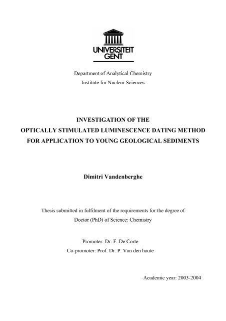 Investigation of the optically stimulated luminescence dating method ...