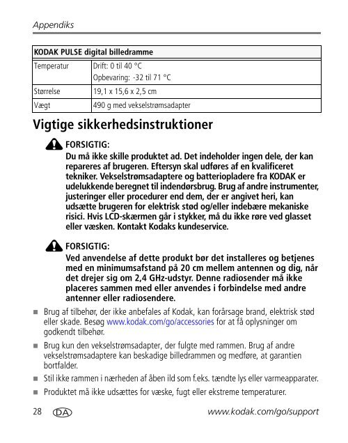 KODAK PULSE digital billedramme