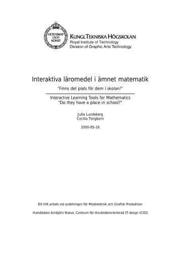 Interaktiva läromedel i ämnet matematik