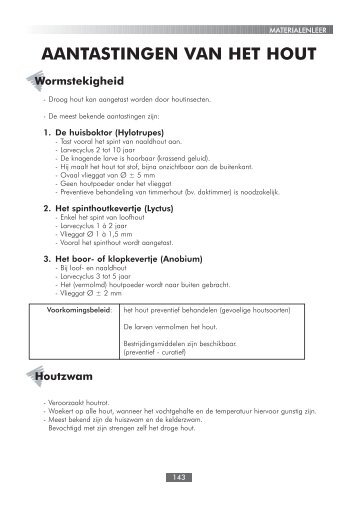 AANTASTINGEN VAN HET HOUT - Secundair