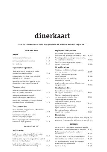 Menukaart Nederlands - Restaurateurs