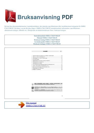 Instruktionsbok SMEG CX61VMLS5 - BRUKSANVISNING PDF