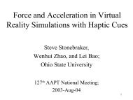 Force and Acceleration in Virtual Reality Simulations with Hapt
