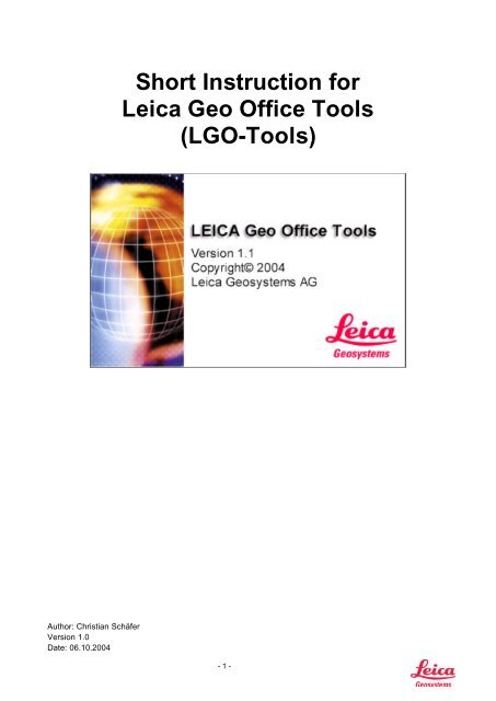 Short Instruction for Leica Geo Office Tools (Lgo-Tools)