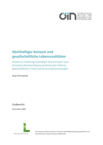 Nachhaltiger Konsum und gesellschaftliche Lebensrealitäten - ÖIN