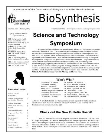 BioSynthesis - Home - Bloomsburg University