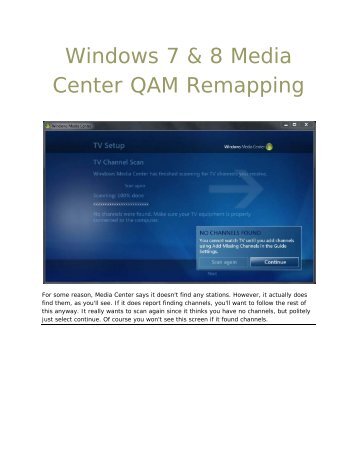 Windows 7 & 8 Media Center QAM Remapping