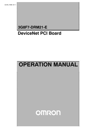 3G8F7-DRM21-E DeviceNet PCI Board Operation Manual