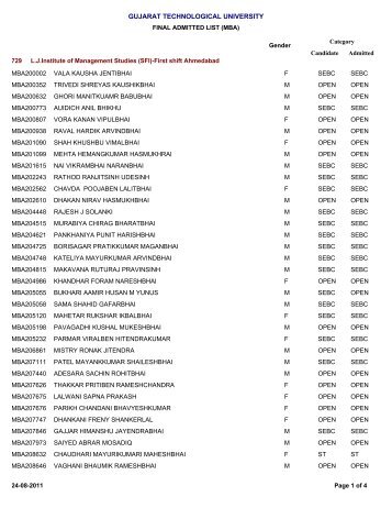 L.J.Institute of Management Studies (SFI)-First shift Ahmedabad