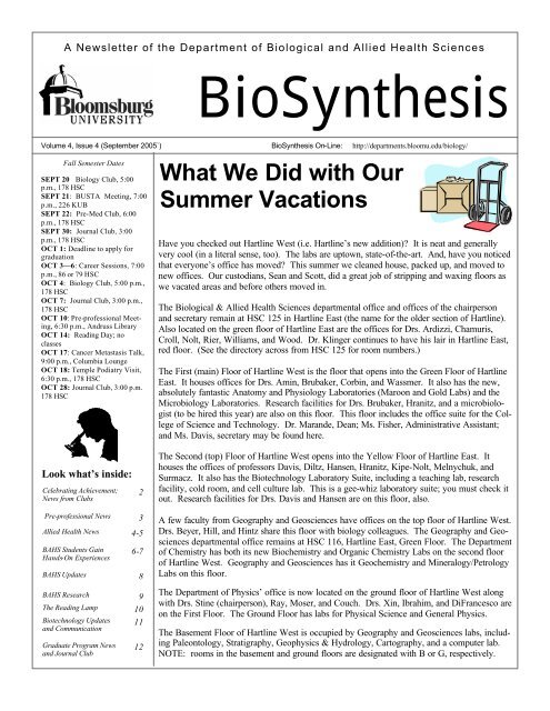 BioSynthesis - Home - Bloomsburg University