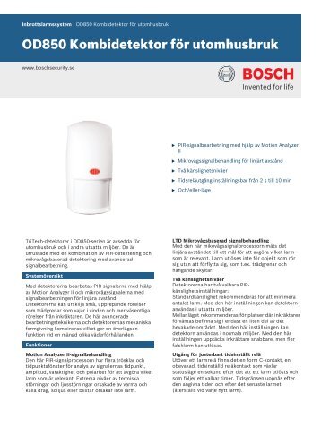 OD850 Kombidetektor för utomhusbruk - Bosch Security Systems